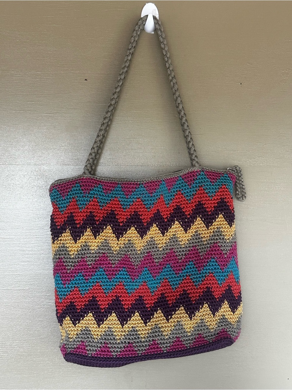 The Sak Y2K Chevron Crochet Hobo Bag